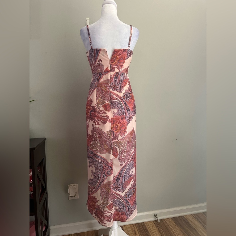 Lulus Special Occasion Janey Blush Paisley Print Surplice Midi Dress Size XS - Picture 6 of 11